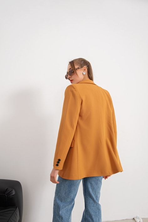 Kruvaze Blazer Ceket Kahverengi