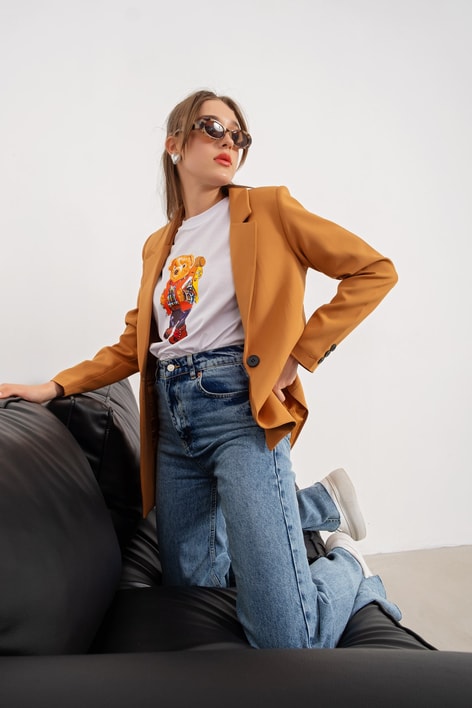 Kruvaze Blazer Ceket Kahverengi