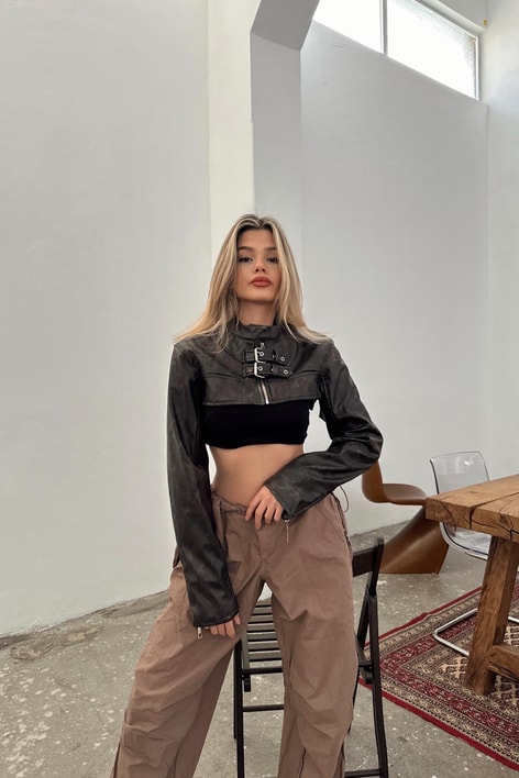 Mini Biker Üst KAHVE