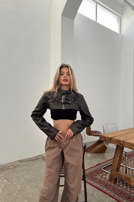 Mini Biker Üst KAHVE