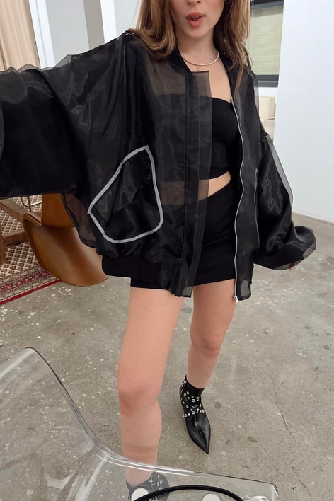 Organze Balon Kol Ceket Siyah