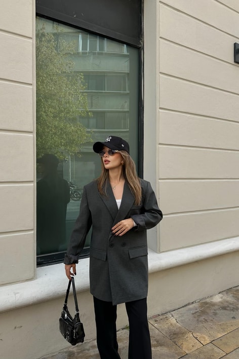 Orj Marka Çift Düğme Blazer Antrasit