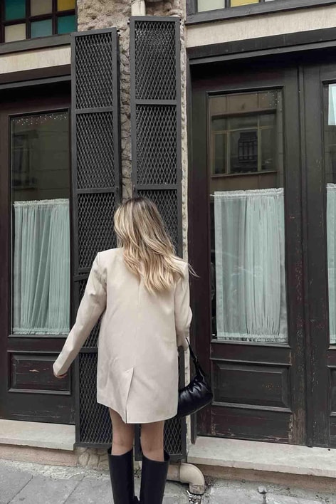 Oversize Blazer Ceket Bej