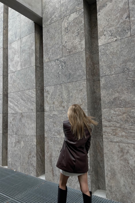 Premium Deri Blazer Ceket Kahve