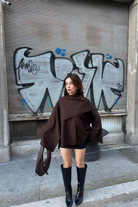 Shıl Şal Yaka Ceket Kahve