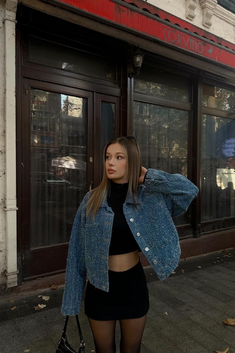 Tasarım Denim Ceket Lacivert
