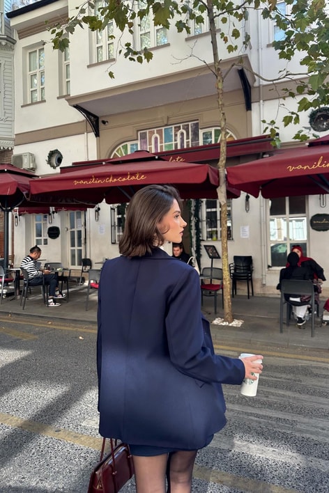 Tek Düğme Blazer Ceket Lacivert