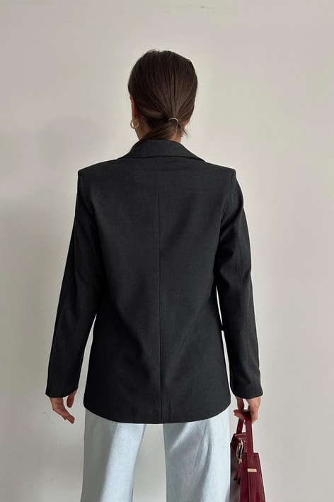 Tek Düğme Poliviskon Ceket Antrasit