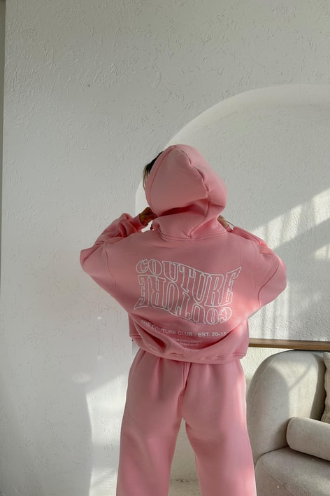 Couture Baskılı Eşofman Takım Pembe