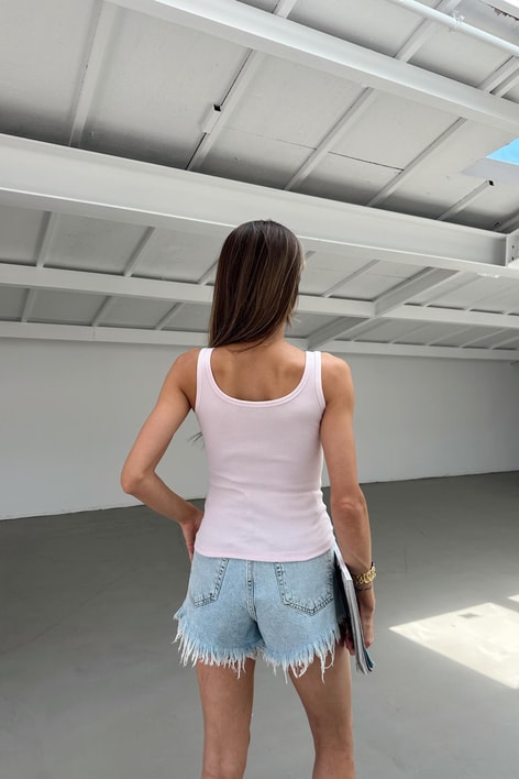 Düğme Detaylı Askılı Atlet Pembe