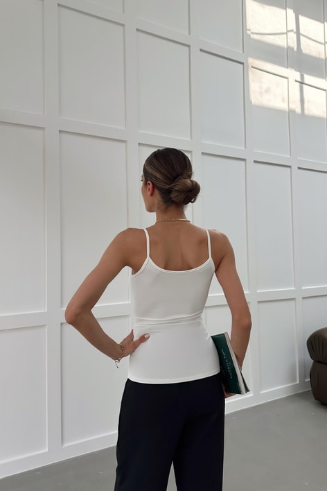 İnce Askılı Poliamid Top Beyaz