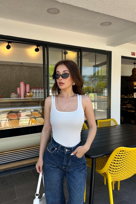 Kalın Askılı Basic İnce Atlet Beyaz