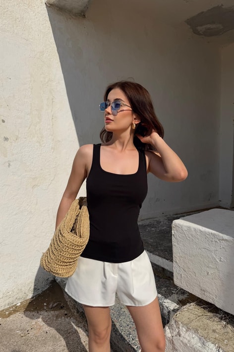 Kalın Askılı Basic İnce Atlet Siyah