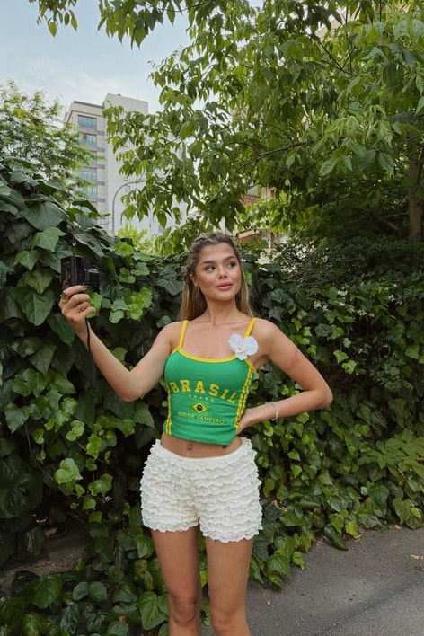 Lisanslı Crop Forma Brazil Yeşil