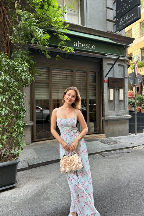 Askılı Jessica Elbise Mavi