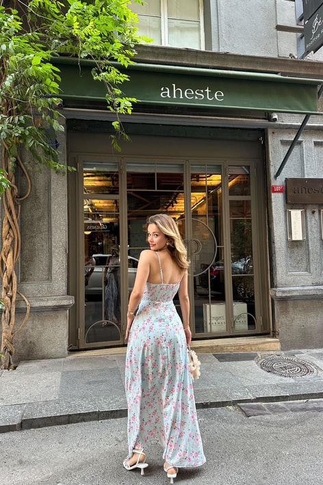 Askılı Jessica Elbise Mavi