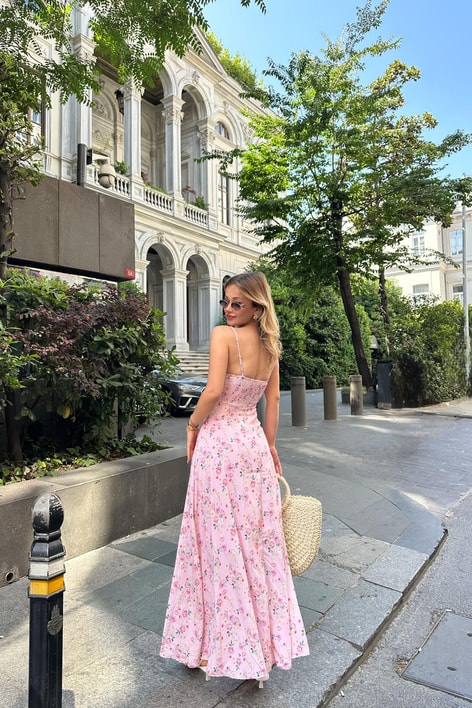 Askılı Jessica Elbise Pembe