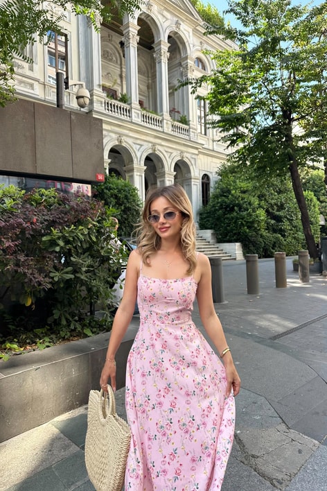 Askılı Jessica Elbise Pembe