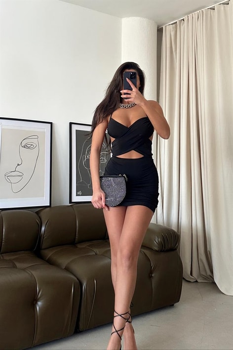 Bel Dekolteli Lyanna Elbise Siyah