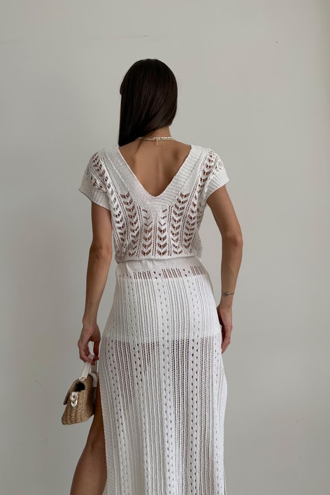 Bel İp Detaylı Bohem Elbise Ekru