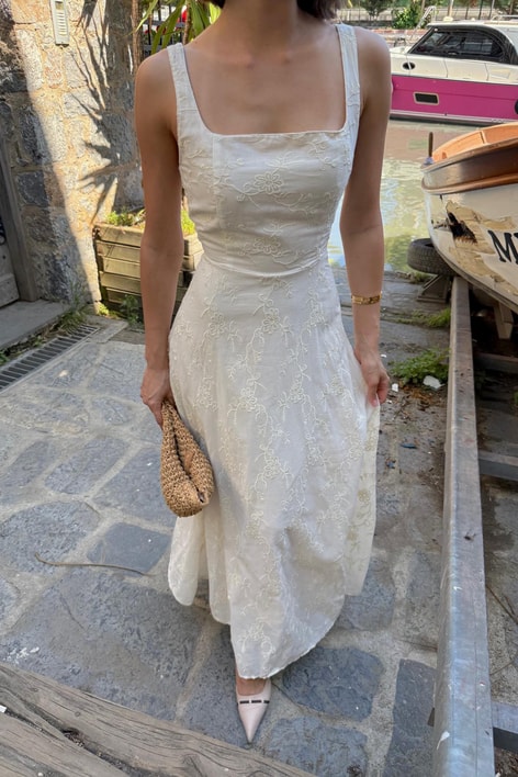 Bohem Nakışlı Premium Elbise Taş