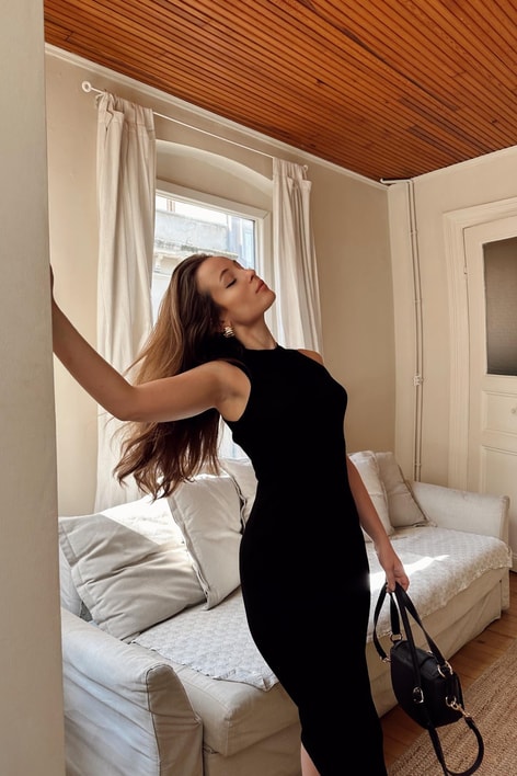 Çelik Örme Triko Elbise Siyah