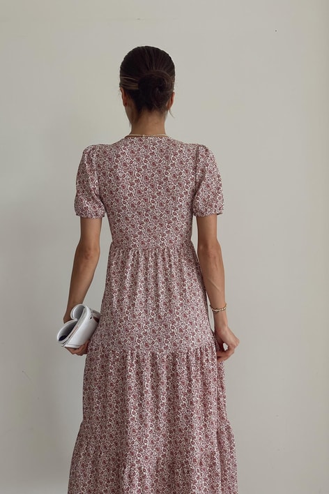 Çıtır Desen Elbise Gül Kurusu