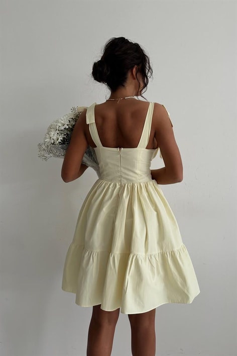 Cup Detay Poplin Helen Elbise Sarı