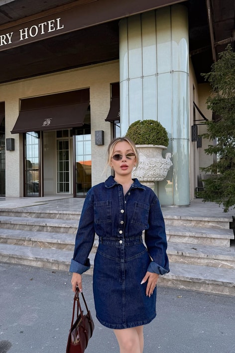 Denim Kısa Ebise Lacivert