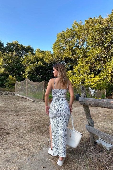 Drape Detaylı Elbise Beyaz