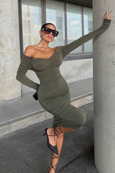 Drape Sophia Elbise Haki