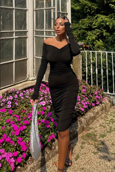 Drape Sophia Elbise Siyah