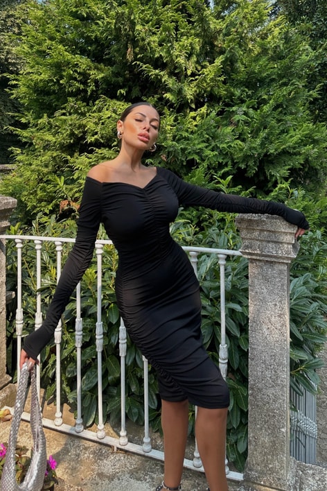 Drape Sophia Elbise Siyah