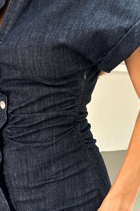 Drapeli Deim Elbise Lacivert