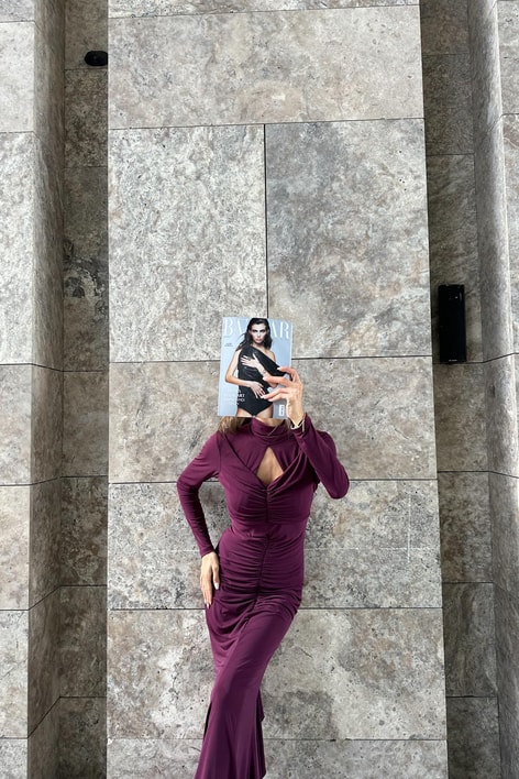 Drapeli İspanyol Elbise Bordo