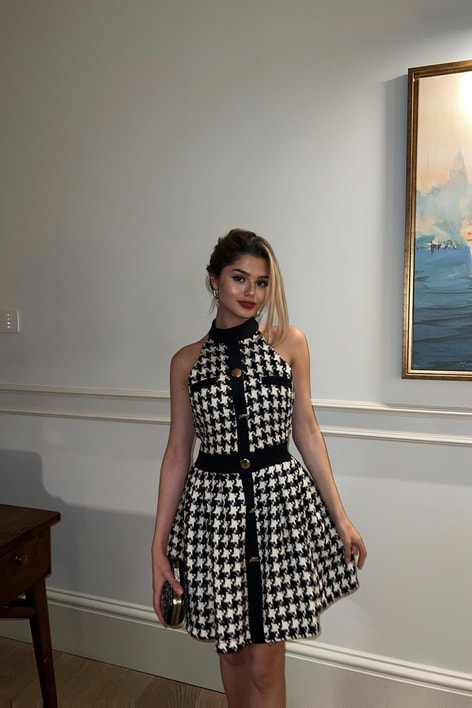 Elegant Tüvit Elbise Siyah