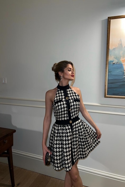 Elegant Tüvit Elbise Siyah