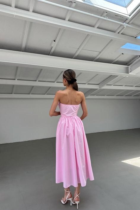 Gipe Detaylı Elbise Pembe