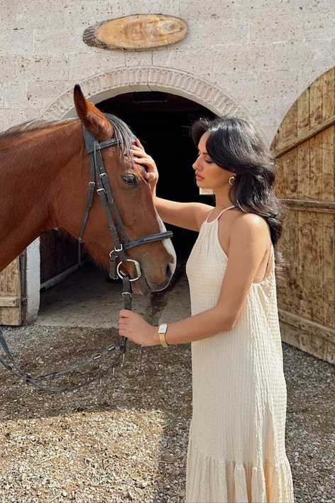 Gofre Clary Salaş Elbise Krem