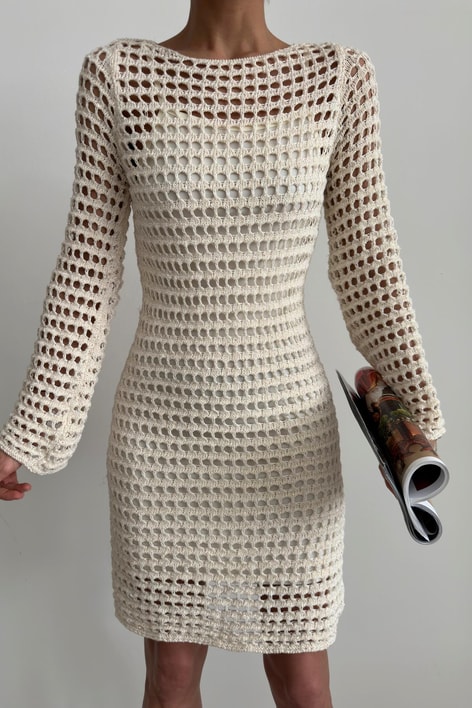 İç Astarlı Darlin Elbise Ekru