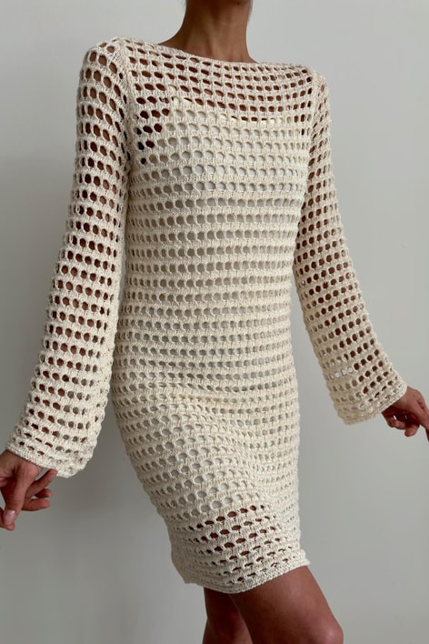 İç Astarlı Darlin Elbise Ekru