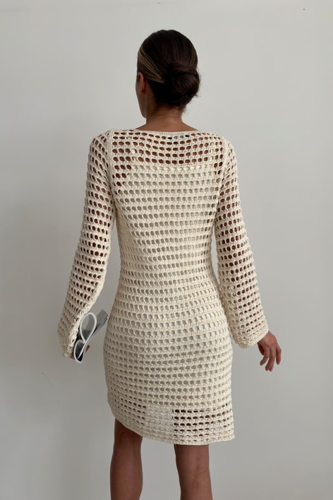 İç Astarlı Darlin Elbise Ekru