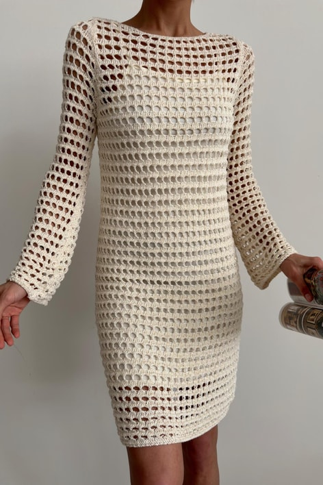 İç Astarlı Darlin Elbise Ekru