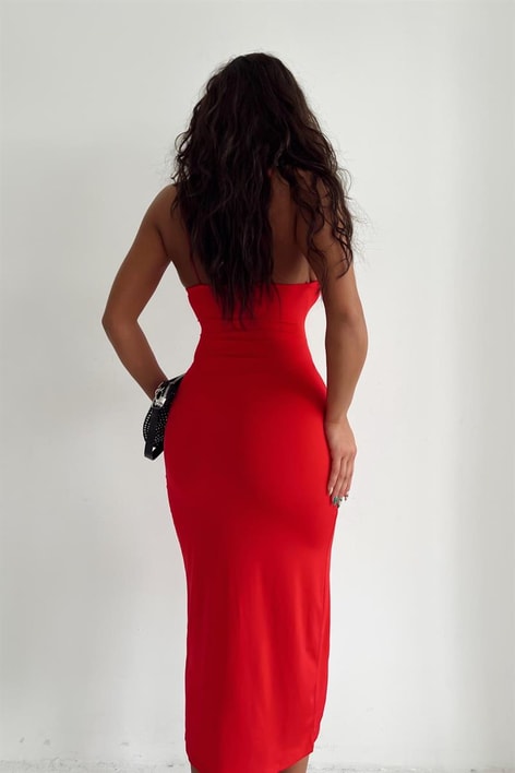 İp Askı Hera Elbise Kırmızı