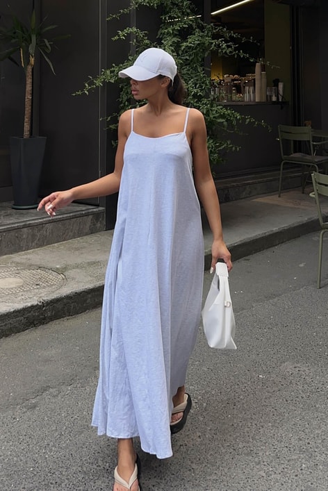 İp Askılı Elvis Elbise Gri