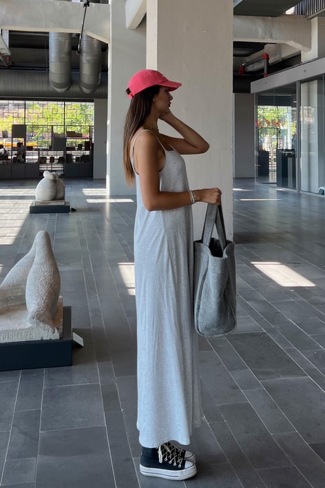 İp Askılı Elvis Elbise Gri