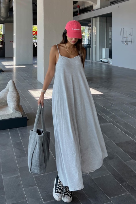 İp Askılı Elvis Elbise Gri