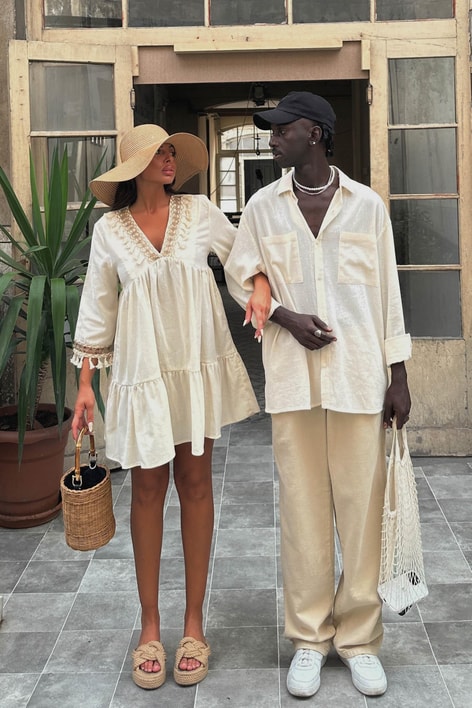 İşleme Püskül Detay Veronica Elbise Taş