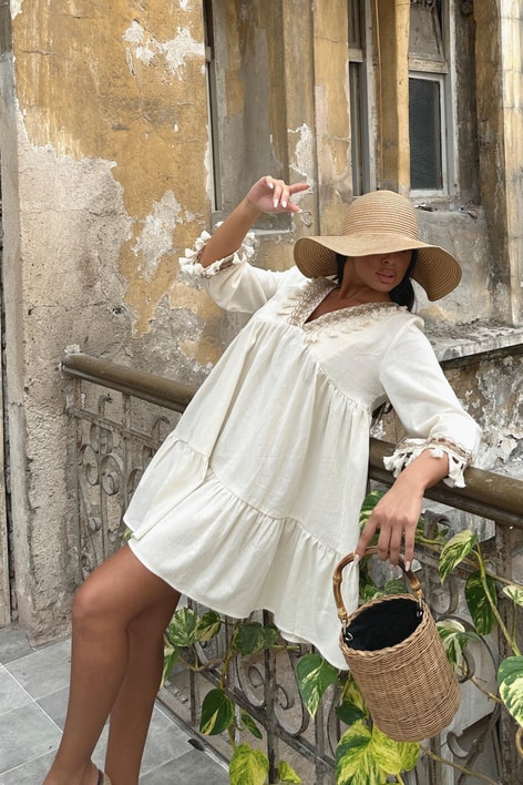 İşleme Püskül Detay Veronica Elbise Taş