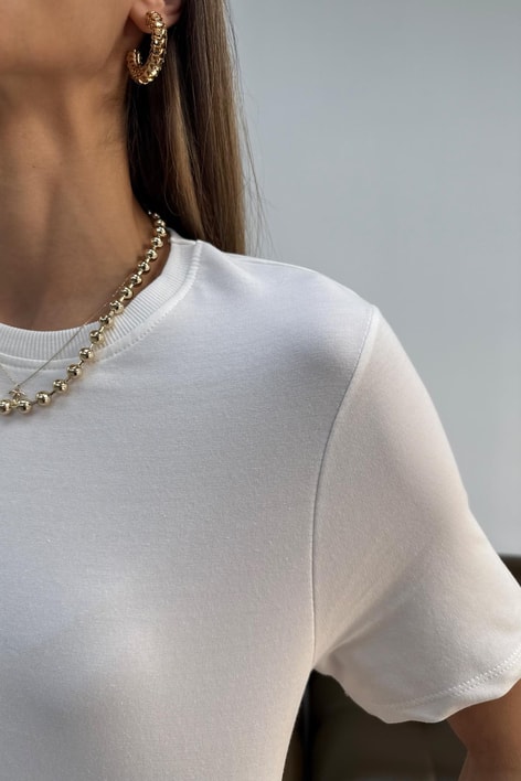 Kısa Kol Salaş Penye Elbise Bej